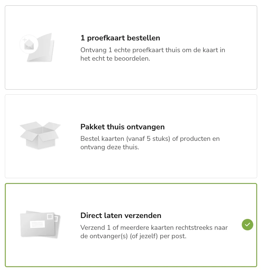 keuze verzendwijze